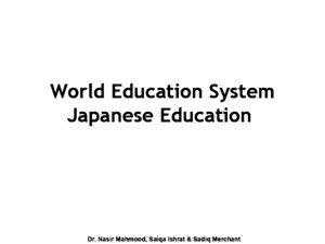 World Education System- Japanese Education