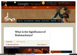 Www_ishafoundation Significance of Brahmacharya