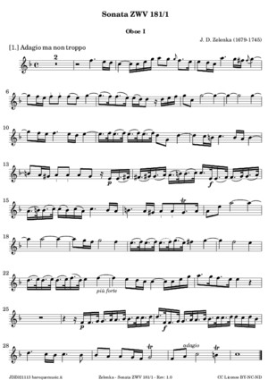 Zelenka Sonata ZWV 181 3 Oboe