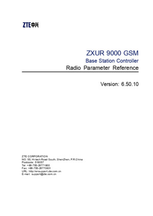 ZXUR 9000 GSM (V65010) Base Station Controller Radio Parameter Reference