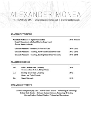 Alexander Monea - Curriculum Vitae