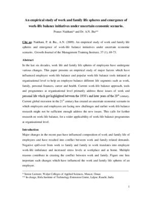 An Empirical Study of Work and Family Life Spheres and Emergence of Work-life Balance Initiatives