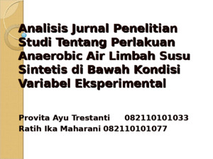 Analisis Jurnal Penelitian Studi Tentang Perlakuan Anaerobic Air