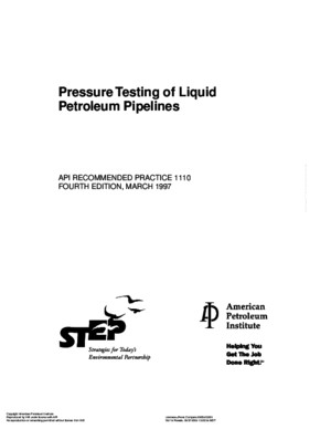 API RP 1110, Pressure Testing of Liquid Petroleum Pipelines, 1997