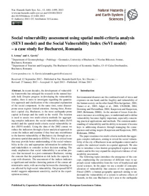 Artigo - Social Vulnerability Assessment Using Spatial Multi-criteria Analysis (SEVI Model) and the Social Vulnerability Index (SoVI Model)