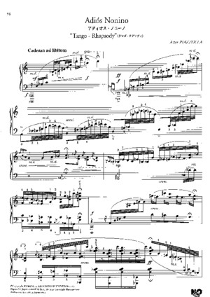 Astor Piazzolla Tango Rhapsody Adios Nonino Piano Sheet Music