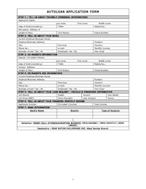 Autoloan Application Form - Mitsubishi Motors Philippines Corporation