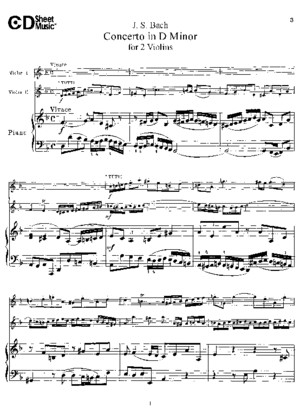 Bach Double Violin Concerto in D Minor Violin Solo and Piano