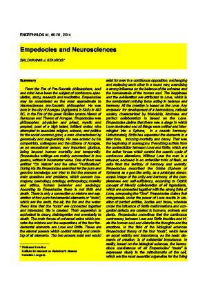 Baloyannis S J - Empedocles and Neurosciences - 2014