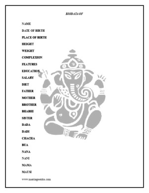 Biodata for Marriage - Ganeshji Format 1