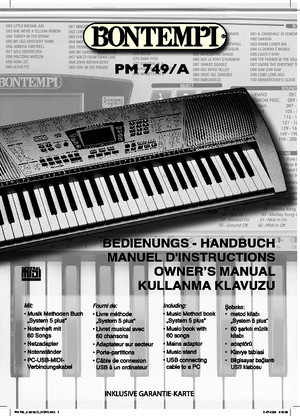 Bontempi keyboard PM 749/A users manual