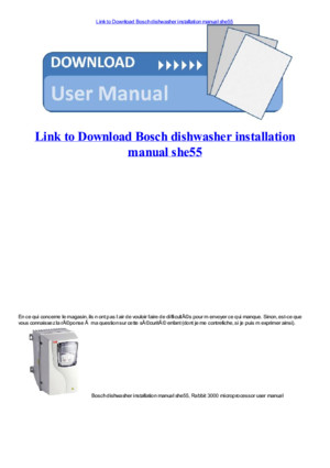 Bosch dishwasher installation manual she55