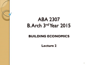 Building Economics lecture notes