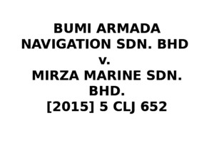 Bumi Armada Navigation Sdn v Mirza Marine