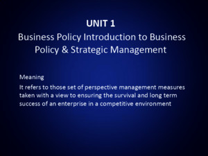 Business Policy & Strategic Management