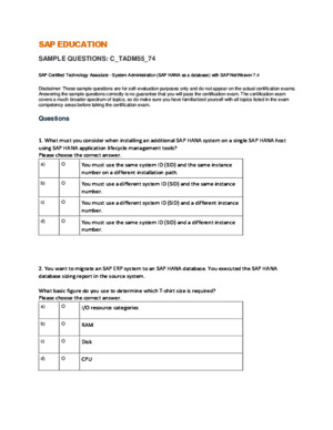 C TADM55 74 Sample Questions