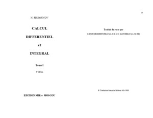 Calcul differentiel et integral Tome1 (N Piskounov) Mirpdf