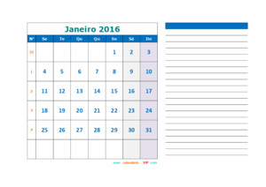 Calendarios Mensal 2016 03