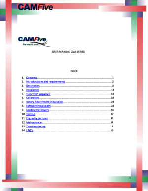 CAMFive Laser CMA Series English Manual - Installation and Operation 2013-2014