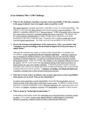 Case Solution-Nike CSR Challenge