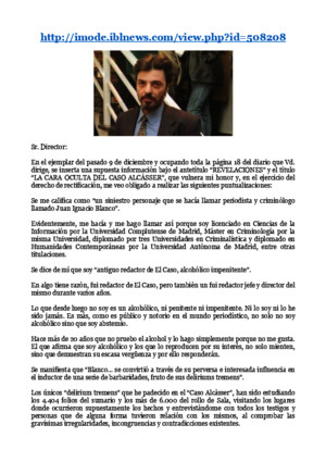 Caso Alcasser Blanco, Juan Ignacio Carta Al Diario _El Levante_, Censurada
