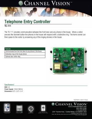 Channel Vision P0321 Data Sheet