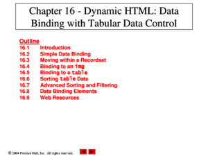 Chapter 16 - Dynamic HTML: Data Binding with Tabular Data Control