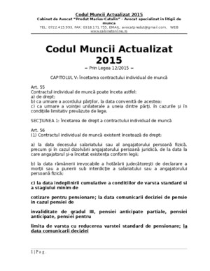 Codul Muncii Actualizat 2015