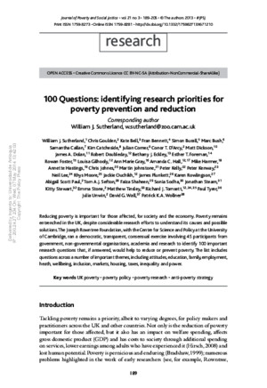 100 Questions_identifying Research Priorities for Poverty Prevention and Reduction