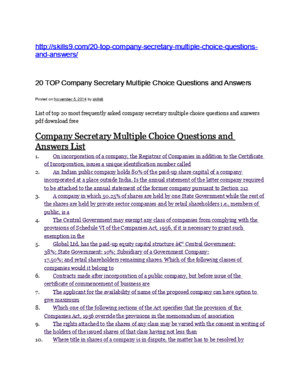 Company Secretary Multiple Choice Questions and Answers List