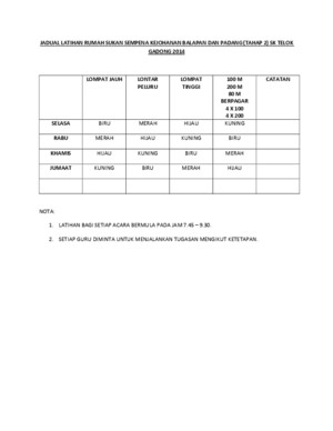 Contoh Jadual Latihan Rumah Sukan Sempena Kejohanan Sukan Sktg Tahap 2 2014