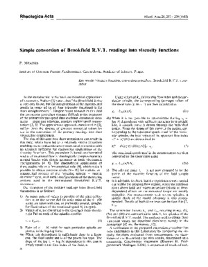 Conversion of Brookfield Into Viscosity Function