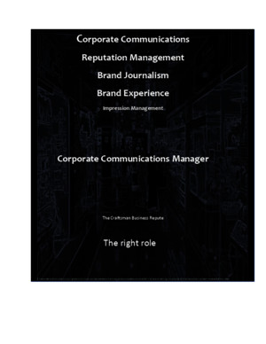 Corporate Communications Reputation Management Brand Journalism Brand Experience Impression Management