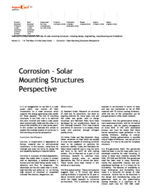 Corrosion - Solar Mounting Structures Perspective