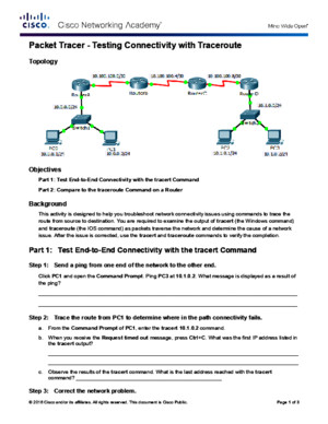 11322 Packet Tracer - Test Connectivity With Traceroute
