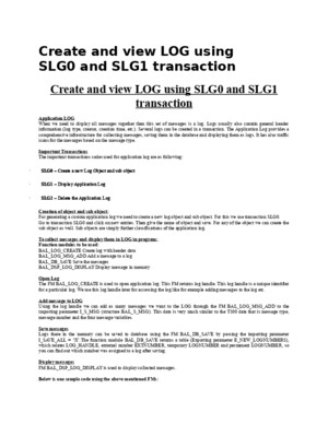Create and View LOG Using SLG0 and SLG1 Transaction