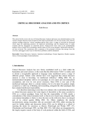 Critical Discourse Analysis and Its Critics