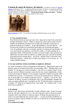 Cuentos de Amor de Locura y de Muerte Es Un Libro de Cuentos de Horacio Quiroga Publicado en 1917