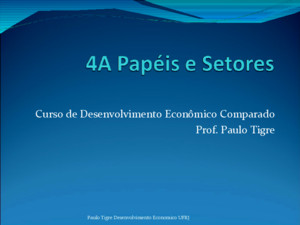 Curso de Desenvolvimento Econômico Comparado Prof Paulo Tigre Paulo Tigre Desenvolvimento Economico UFRJ
