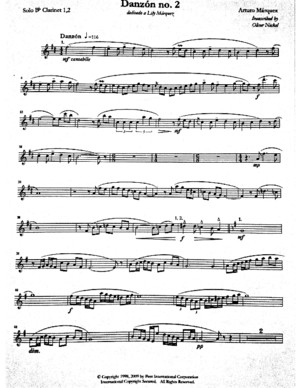 Danzon No 2 Solo Clarinet part