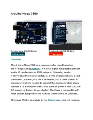 Datasheet Arduino Mega 2560