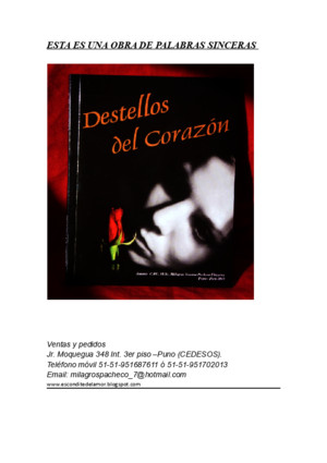 Destellos Del Corazon - Milagros Y Pacheco Vizcarra