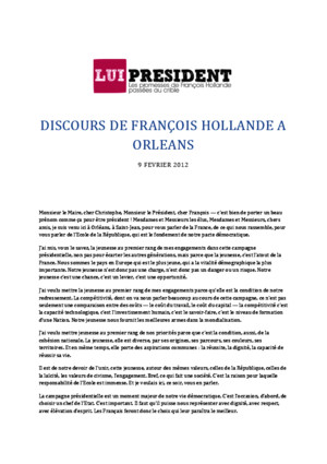 Discours de François Hollande à Orléans