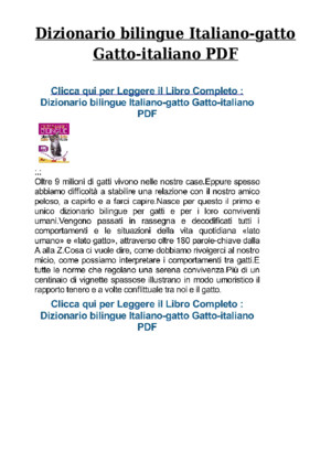 Dizionario Bilingue Italiano-gatto Gatto-italiano PDF