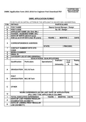 DMRC Application Form 2015-2016 For Engineer Post Download PDF