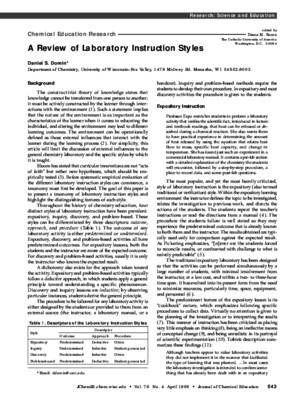 Domin (1999) a Review of Laboratory Instruction Styles