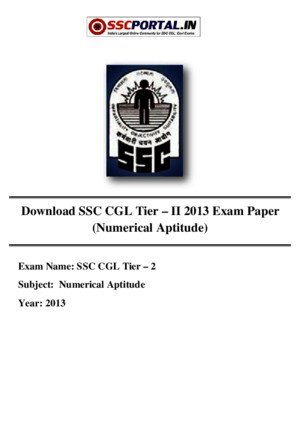 Download SSC CGL Tier II 2013 Exam Paper Numerical Aptitude Held on 21-9-2014