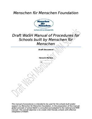 Draft WaSH Manual of Procedures for Schools Built by Menschen Fϋr Menschen