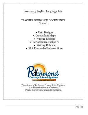 2014-2015 ELA First Grade Teacher Guidance Document