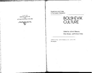 2341217 Bolshevik Culture Experiment and Order in the Russian Revolution Ed Abott Gleason Peter Kenez Si Richard Stites
